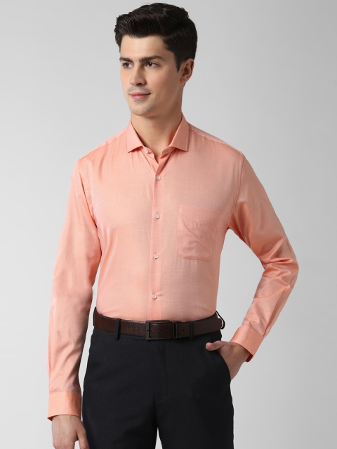 

Peter England Men Peach-Coloured Slim Fit Solid Cotton Formal Shirt