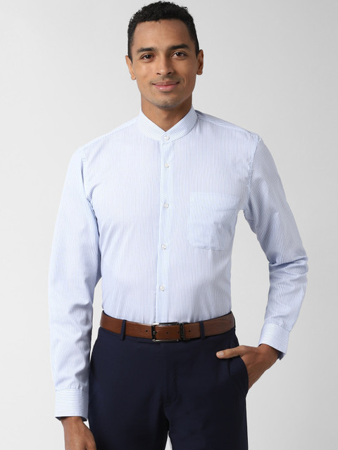 

Peter England Men White & Blue Slim Fit Striped Formal Shirt