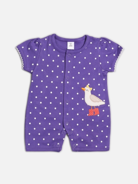 

TOFFY HOUSE Infant Girls Purple & White Printed Romper