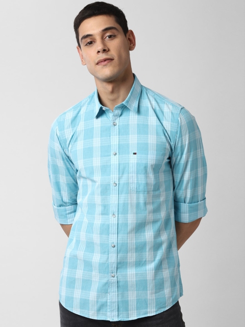 

Peter England Casuals Men Blue Slim Fit Checked Casual Cotton Shirt