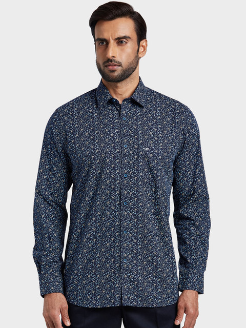 

ColorPlus Men Blue Tailored Fit Printed Casual Shirt
