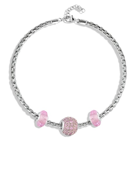 

TALISMAN Sterling Silver & Pink Rhodium-Plated Disney Princess Aurora Wraparound Disney Bracelet