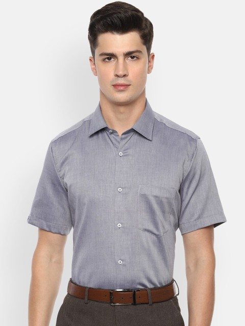 

Van Heusen Men Grey Regular Fit Self Design Formal Cotton Shirt