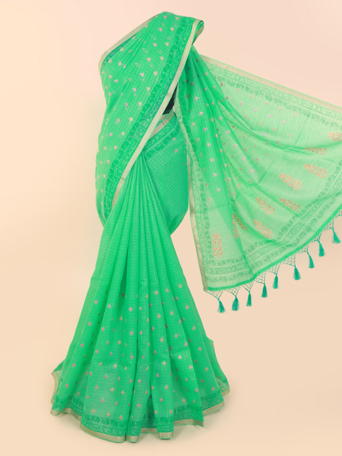 

Pothys Green Woven Design Cotton Blend Saree