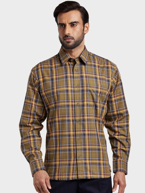 

ColorPlus Men Green & Blue Regular Fit Checked Casual Shirt