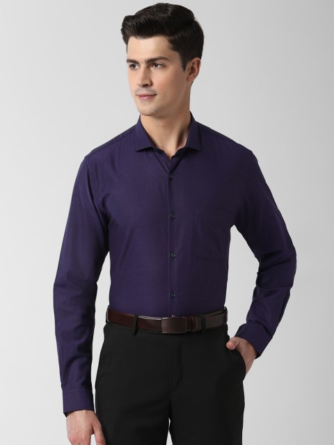 

Peter England Men Purple Slim Fit Self Design Cotton Formal Shirt