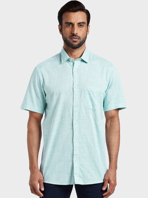 

ColorPlus Men Sea Green Tailored Fit Striped Casual Shirt
