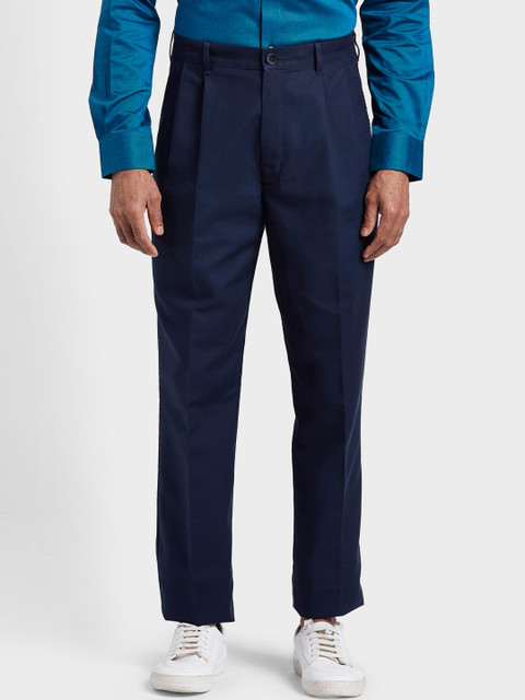 

ColorPlus Men Navy Blue Regular Fit Solid Regular Trousers
