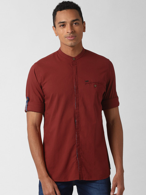 

Peter England Casuals Men Maroon Slim Fit Solid Casual Shirt
