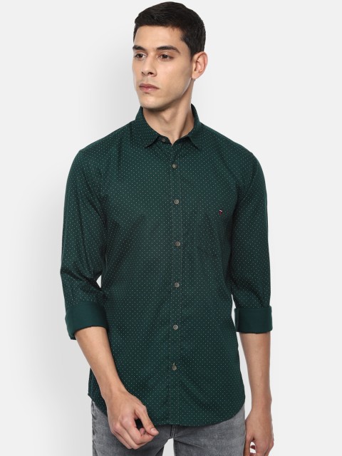 

Louis Philippe Sport Men Green & Yellow Slim Fit Printed Casual Cotton Shirt