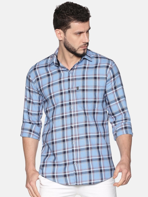 

LEVIZO Men Blue Regular Fit Checked Casual Shirt