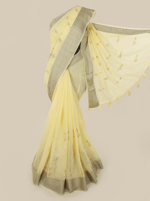 

Pothys Yellow Woven Design Jute Cotton Saree
