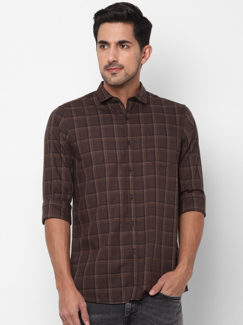 

Solly Jeans Co. Men Brown & Black Regular Fit Checked Casual Cotton Shirt