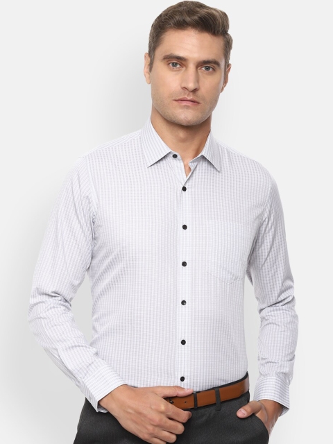 

Van Heusen Men White & Grey Slim Fit Checked Formal Cotton Shirt
