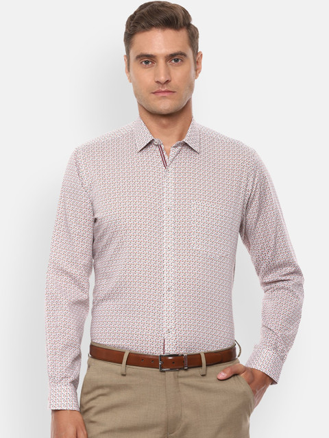 

Van Heusen Men White & Yellow Regular Fit Printed Formal Cotton Shirt