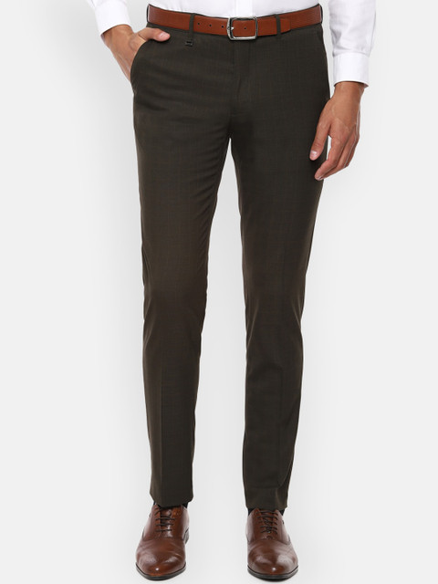 

Van Heusen Men Brown Slim Fit Checked Formal Trousers