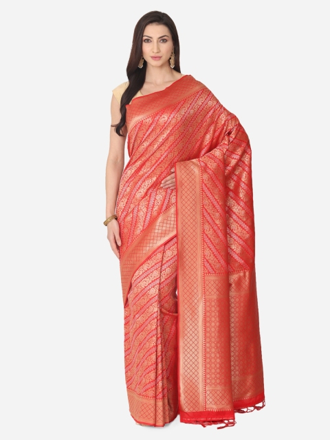 

BOMBAY SELECTIONS Red Silk Blend Woven Design Banarasi Saree