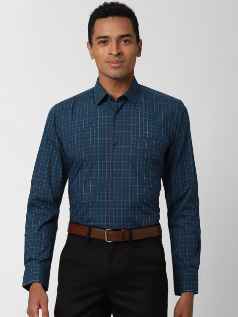 

Peter England Men Navy Blue Slim Fit Checked Formal Shirt