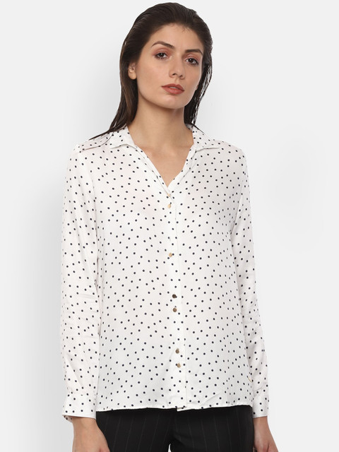 

Van Heusen Woman White & Black Printed Casual Shirt
