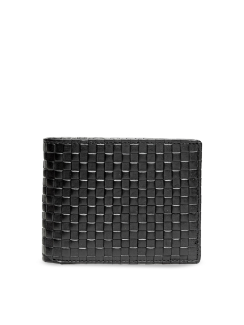 

Teakwood Leathers Men Black Textured Two Fold Wallet