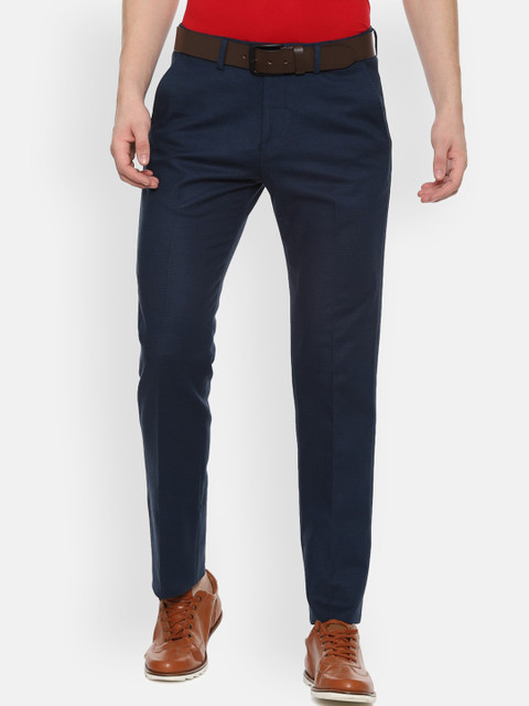 

Allen Solly Men Navy Blue Regular Fit Solid Formal Trousers