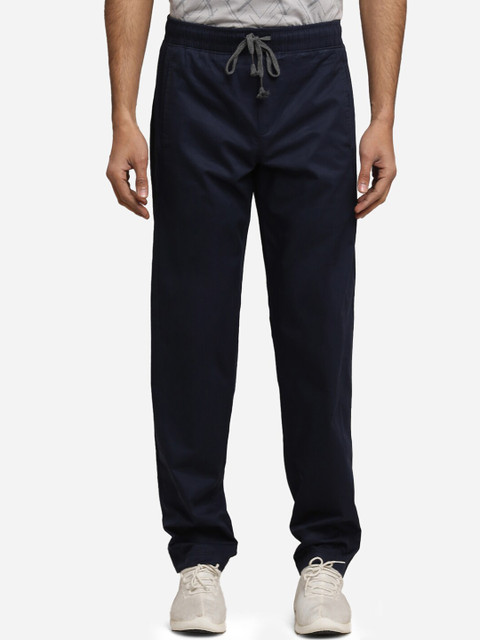 

JADE BLUE Men Navy Blue Solid Track Pants