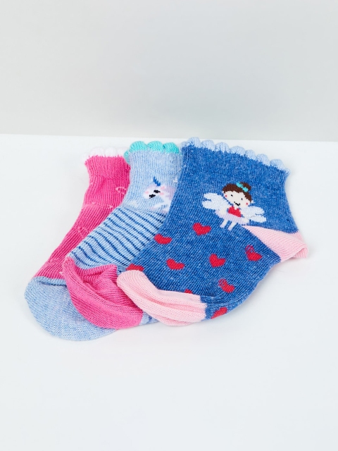 

max Girls Pack of 3 Assorted Ankle-Length Socks