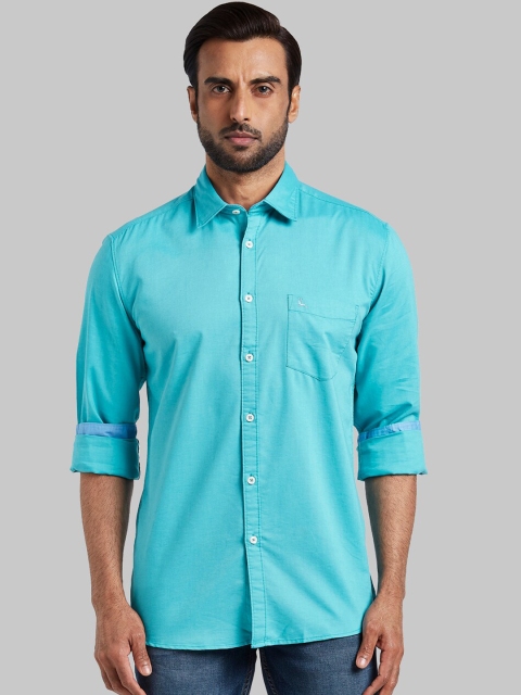 

Parx Men Turquoise Blue Slim Fit Solid Casual Shirt