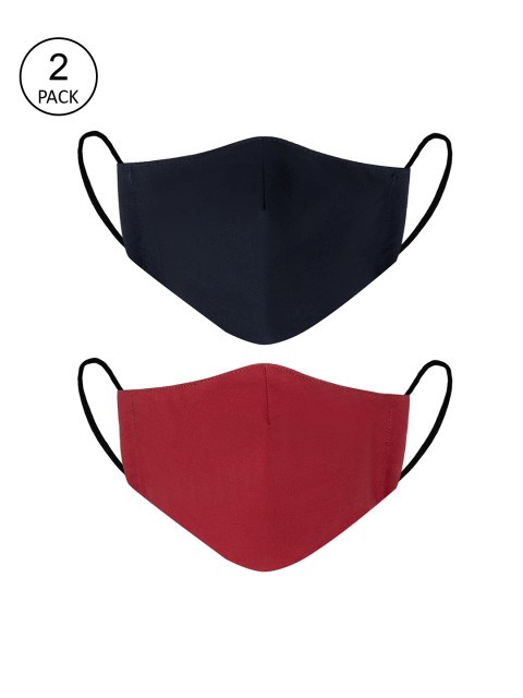 

VEA Kids Pack Of 2 Solid 3-Ply 5 Reusable 5 Layered Protective Outdoor Masks, Navy blue