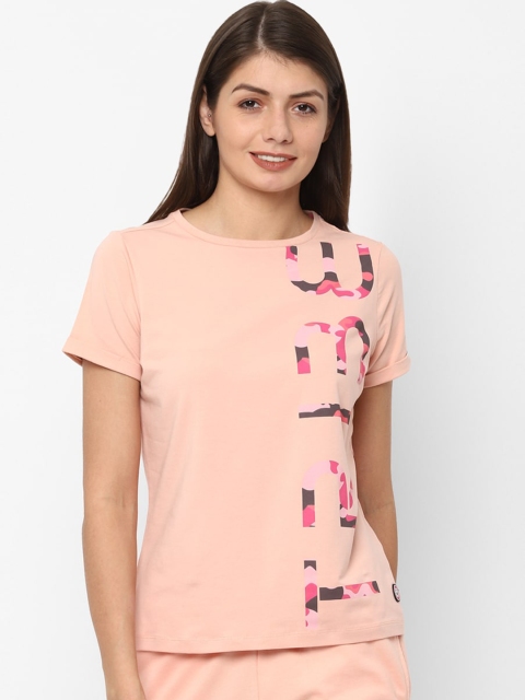 

Allen Solly Woman Women Peach-Coloured Printed Round Neck T-shirt