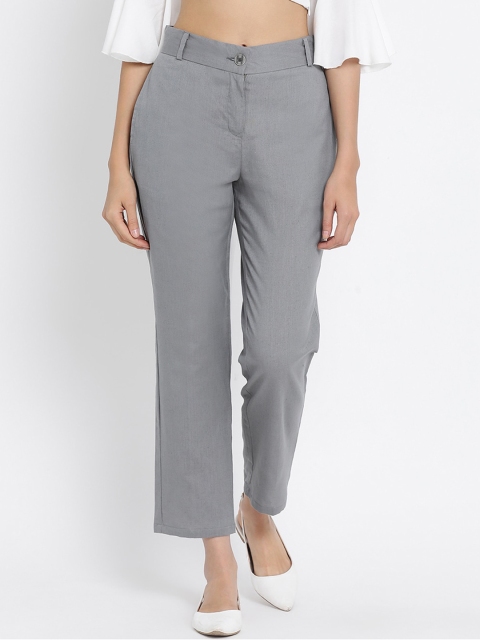 

Meee Women Grey Regular Fit Solid Parallel Trousers