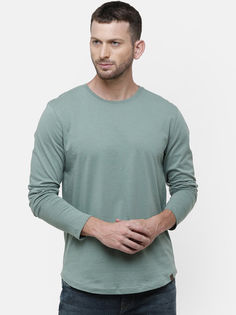 

Voi Jeans Men Green Solid Round Neck T-shirt