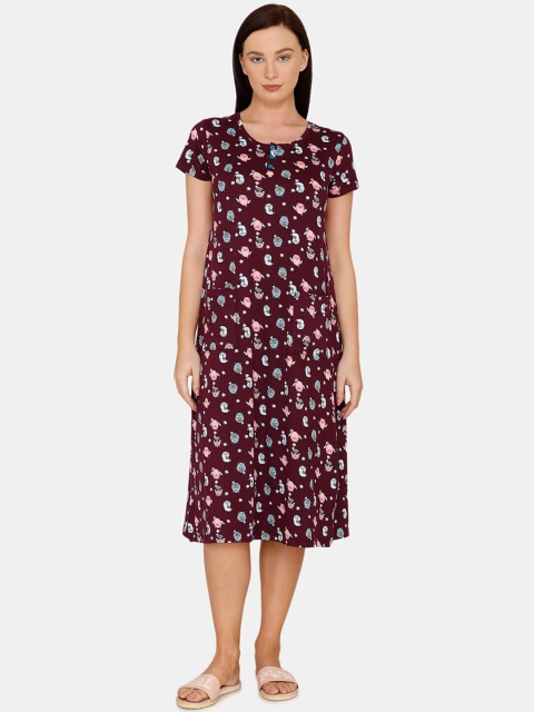 

Zivame Maroon Printed Nightdress