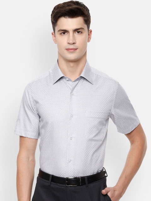 

Louis Philippe Men Grey Slim Fit Self Design Formal Shirt