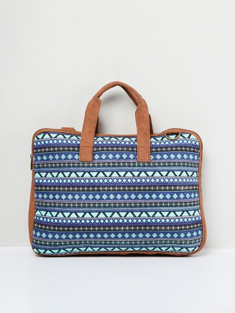 

max Teal Self Design Handheld Bag