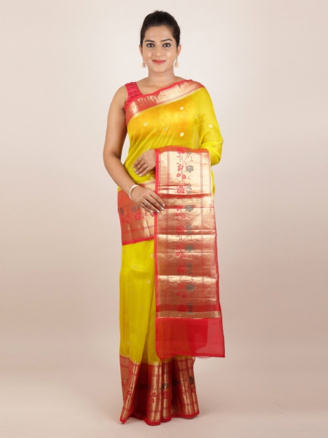 

Pothys Yellow & Red Pure Silk Woven Design Saree