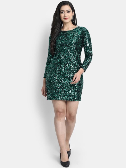 

Globon Impex Women Green Embellished Sheath Dress