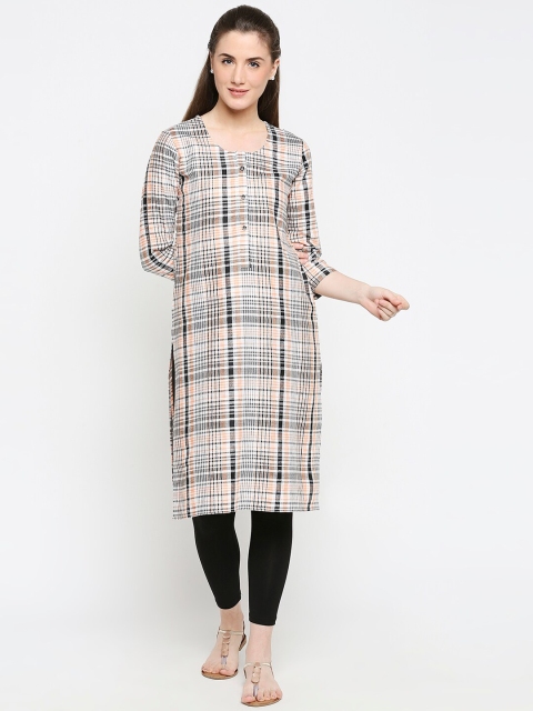 

ZRI Women Black & White Checked Kurta