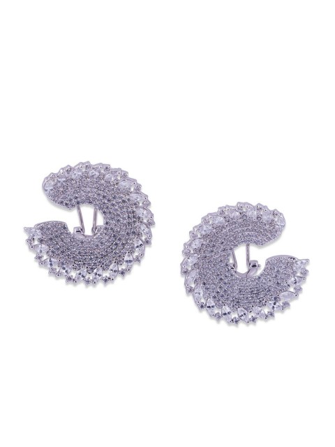 

shaze Silver-Toned & Rhodium-Plated Geometric Studs