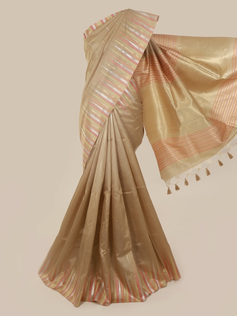 

Pothys Tan Art Silk Solid Tussar Saree