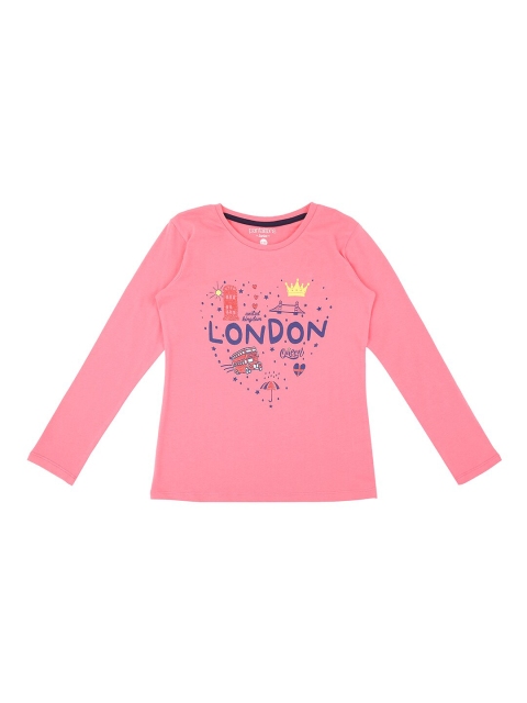 Pantaloons Junior Girls Pink Printed Round Neck T-shirt