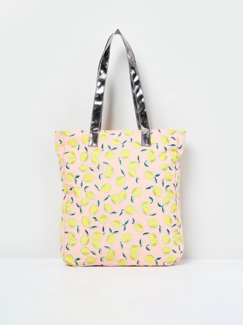

max Peach-Coloured Printed Tote Bag