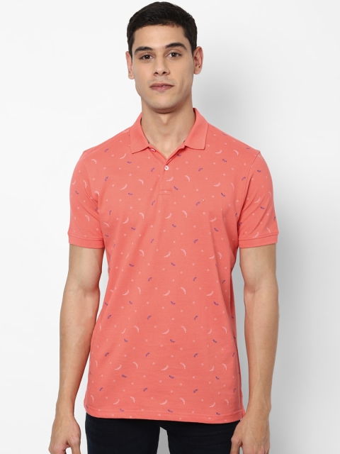 

Allen Solly Men Orange Printed Polo Collar Cotton T-shirt