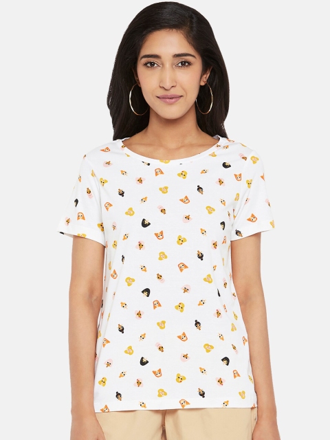 

Honey by Pantaloons Women White Printed V-Neck T-shirt