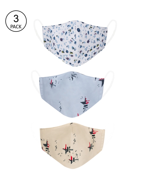 

VEA Kids Pack Of 3 Printed 3-Ply Reusable 5 Layered Protective Outdoor Masks, Blue
