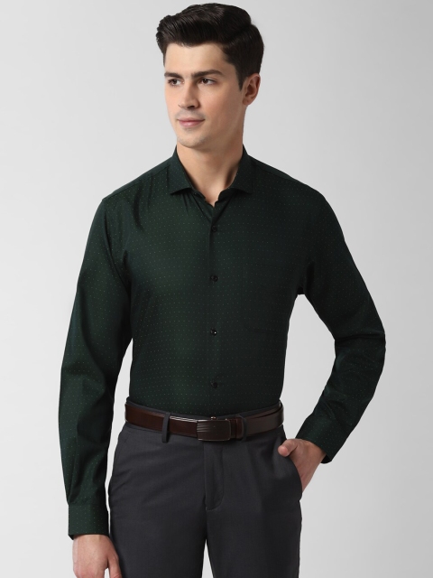 

Peter England Men Green Slim Fit Self Design Formal Shirt