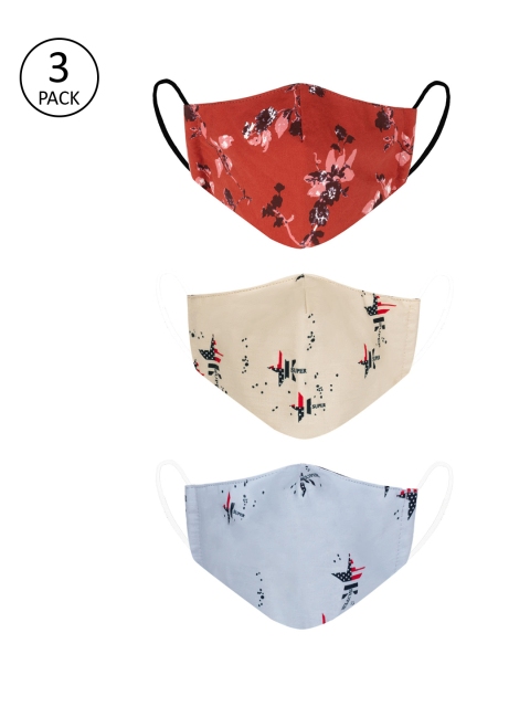 

VEA Kids Pack Of 3 Printed 3-Ply Reusable 5 Layered Protective Outdoor Masks, Red