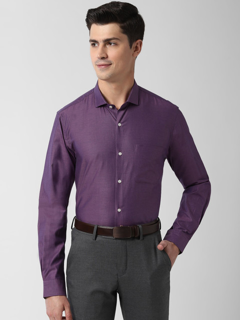 

Peter England Men Purple Slim Fit Self Design Casual Shirt