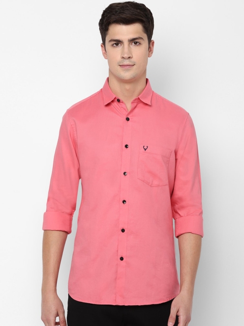 

Allen Solly Men Pink Slim Fit Solid Casual Cotton Shirt