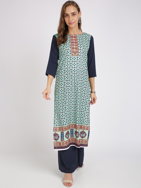 

Florence Women Green & Black Printed Kurti with Palazzos